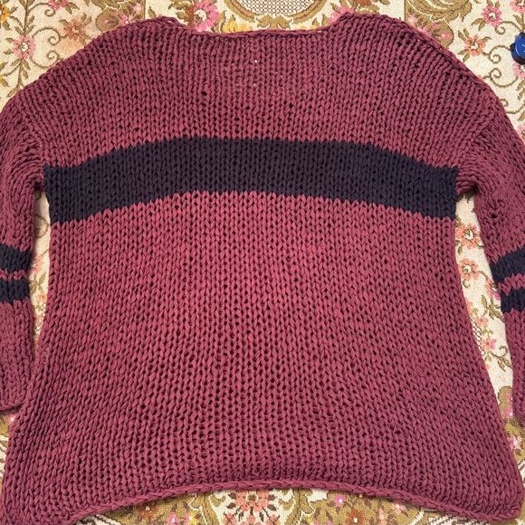Free People Maroon and Black Knit Sweater - Picture 1 of 3
